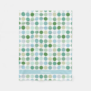 Couverture Polaire Motif de points chic coloré vert monogramme