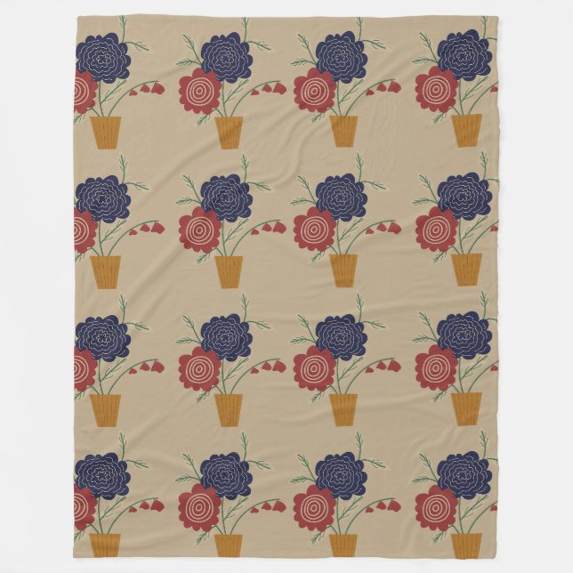 Couverture Polaire Motif de pot de fleurs (Devant)