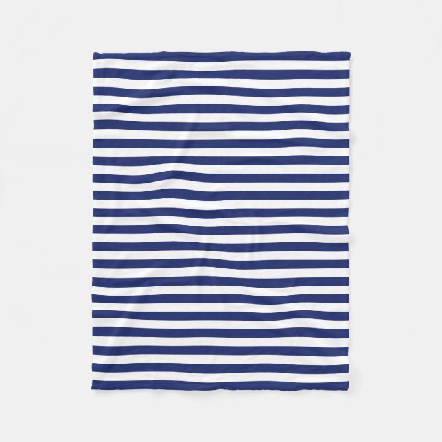 Couverture Polaire Motif de rayure de bleu marine et de blanc (Devant)