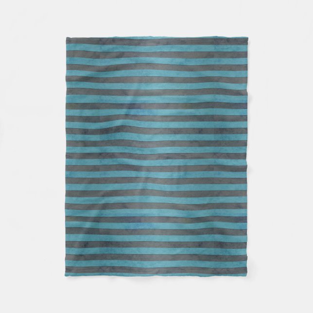 Couverture Polaire Motif de rayures turquoise et gris (Devant)