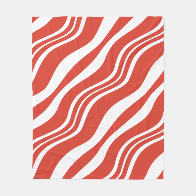 Couverture Polaire Motif de répétition d'ondes rayées rouge et blanc (Devant)
