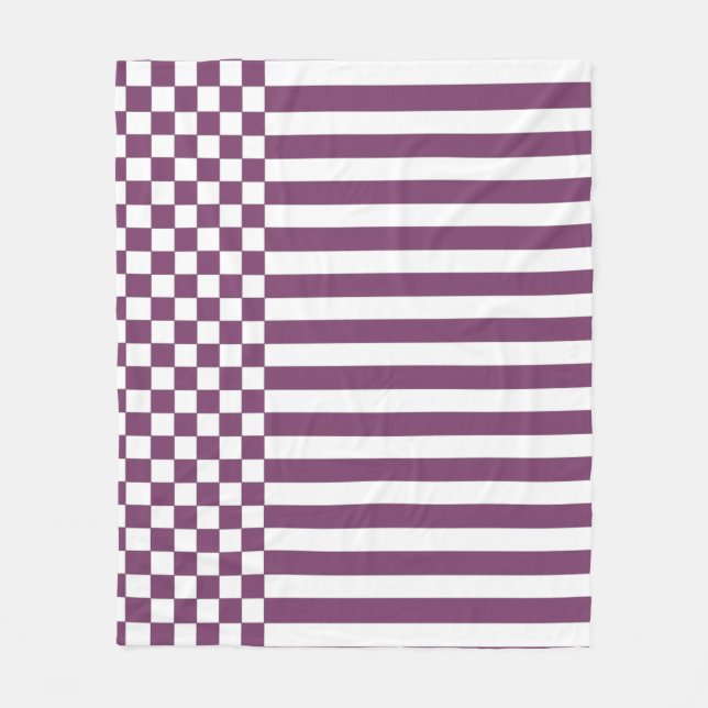 Couverture Polaire Motif de répétition Purple & White Checker & Strip (Devant)