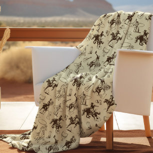 Couverture Polaire Motif de rodéo Cowboy Western Horses