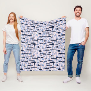 Couverture Polaire Motif de rose de bleu de soin de beauté