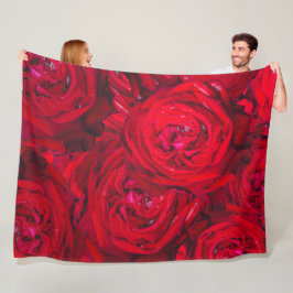 Couverture Polaire Motif de roses rouges profondes
