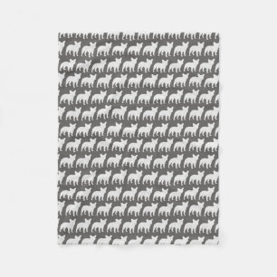 Couverture Polaire Motif de silhouettes de bouledogue français