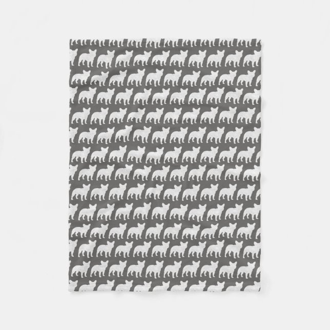 Couverture Polaire Motif de silhouettes de bouledogue français (Devant)