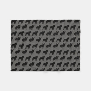 Couverture Polaire Motif de silhouettes de bouledogue français