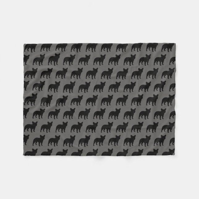 Couverture Polaire Motif de silhouettes de bouledogue français (Devant (Horizontal))