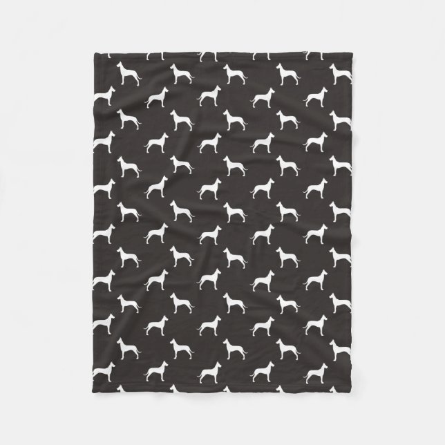 Couverture Polaire Motif de silhouettes de great dane (Devant)