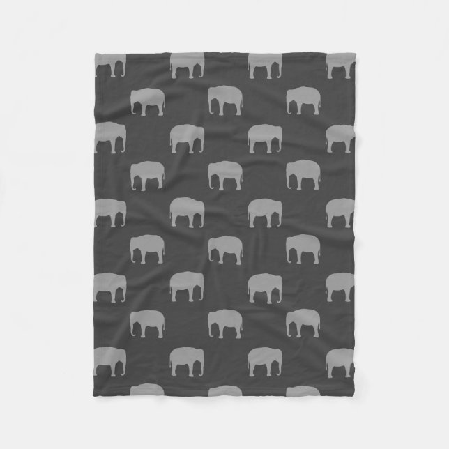 Couverture Polaire Motif de silhouettes d'éléphant asiatique (Devant)