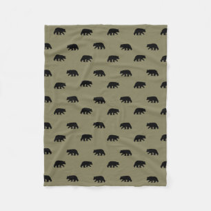 Couverture Polaire Motif de silhouettes d'ours noir