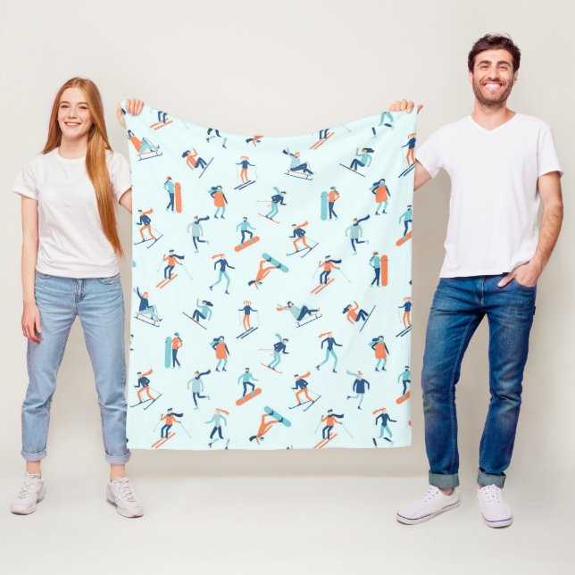 Couverture Polaire Motif de sports d'hiver (En situation)