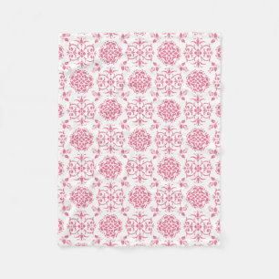 Couverture Polaire Motif de style damassé rose et blanc