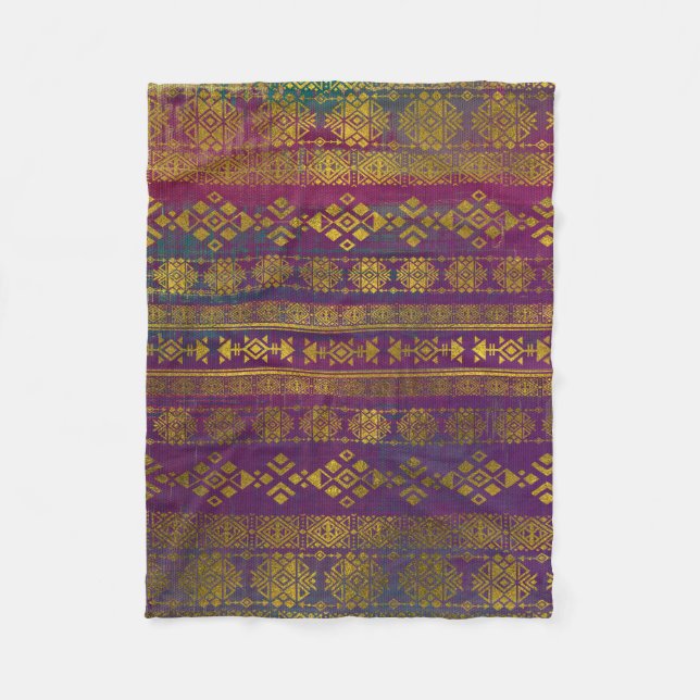 Couverture Polaire Motif de style de /Tribal de Mexicain - or sur (Devant)