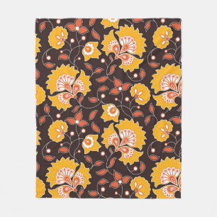 Couverture Polaire motif de style indien couleur fleurs sans soudure