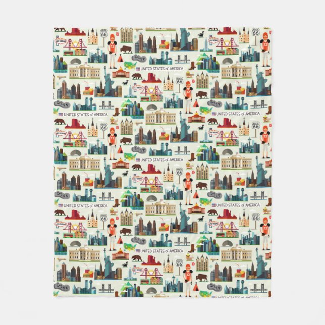 Couverture Polaire Motif de symboles des Etats-Unis (Devant)