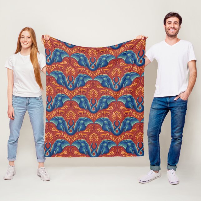 Couverture Polaire Motif de tapisserie Safari - Le Lotus Blanc (En situation)