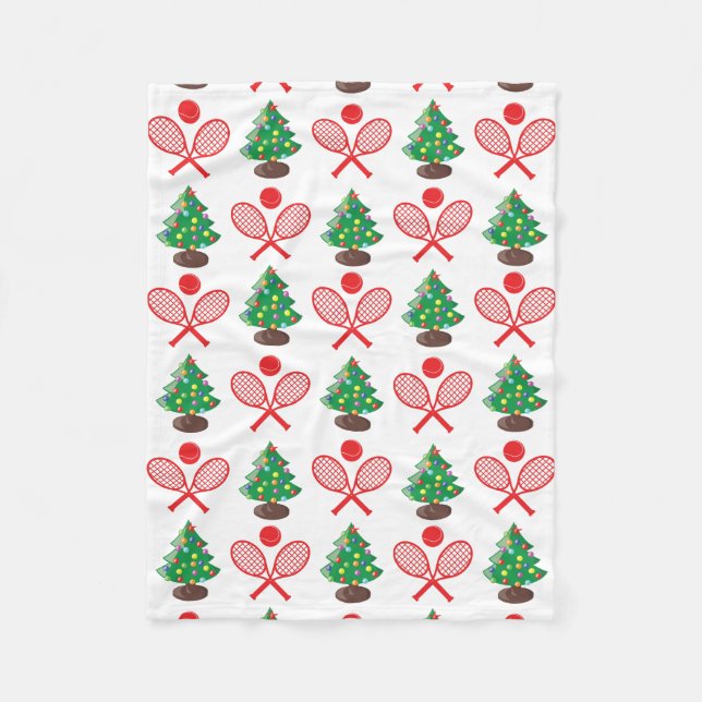 Couverture Polaire Motif de tennis de Noël (Devant)