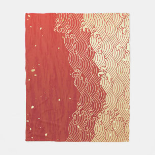 Couverture Polaire Motif de texture papier d'onde dorée