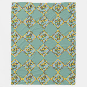 Couverture Polaire Motif de timbre à fleurs jaunes