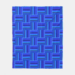Couverture Polaire Motif de tissage à bandes bleues
