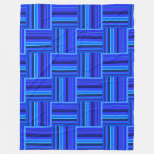 Couverture Polaire Motif de tissage à bandes bleues