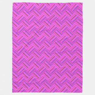 Couverture Polaire Motif de tissage en diagonale à rayures roses