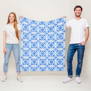 Couverture Polaire Motif de toile bleu français