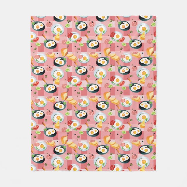 Couverture Polaire Motif de tomate et d'oeufs au plat (Devant)