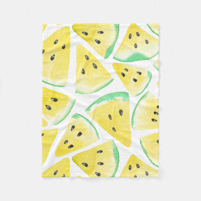 Couverture Polaire Motif de tranches de pastèque jaune (Devant)