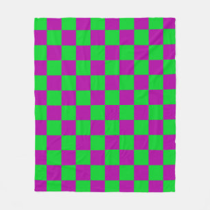 Couverture Polaire Motif de vérification À damiers vert pourpre