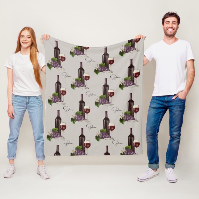 Couverture Polaire Motif de vin rouge personnalisé (En situation)