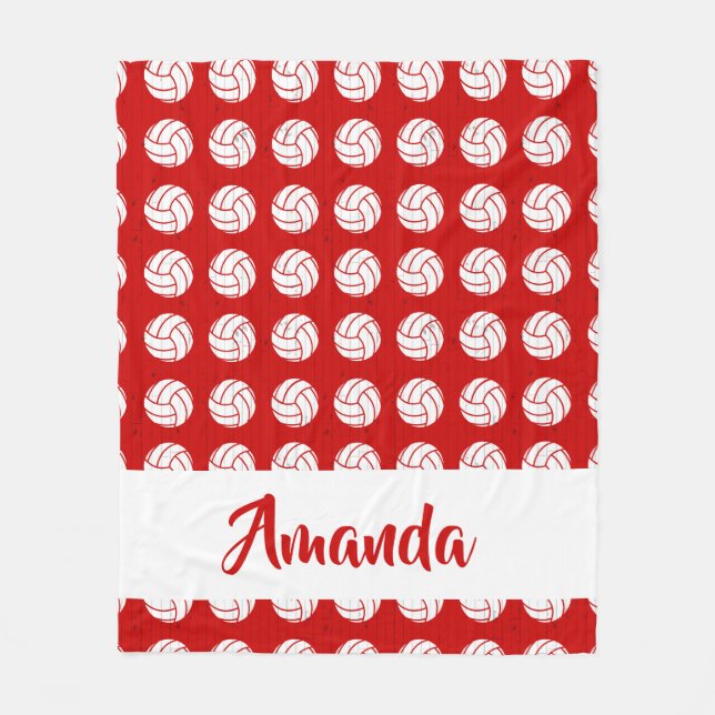 Couverture Polaire Motif de volley-ball rouge et blanc (Devant)