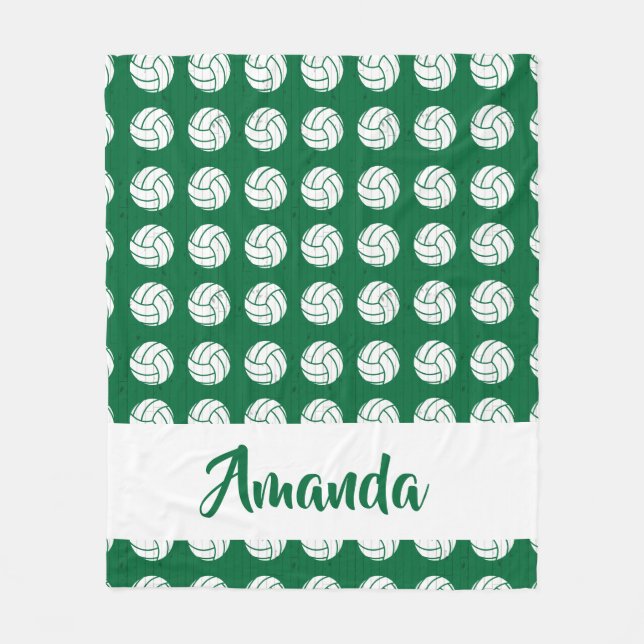 Couverture Polaire Motif de volley-ball vert et blanc (Devant)