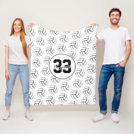 Couverture Polaire motif de volleyballs minimes noir et blanc