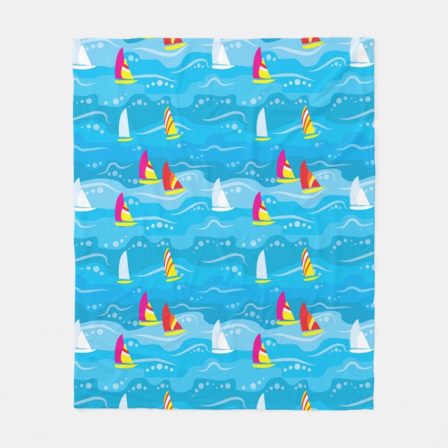 Couverture Polaire Motif de yacht Neon (Devant)