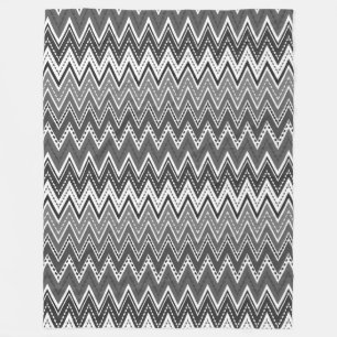 Couverture Polaire Motif de zigzag géométrique noir et blanc