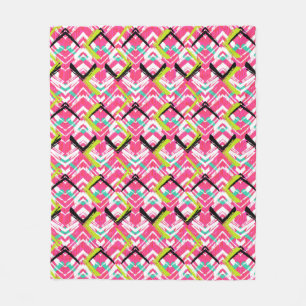 Couverture Polaire Motif de zigzag rose tiré par la main