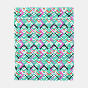Couverture Polaire Motif de zigzag turquoise tiré par la main