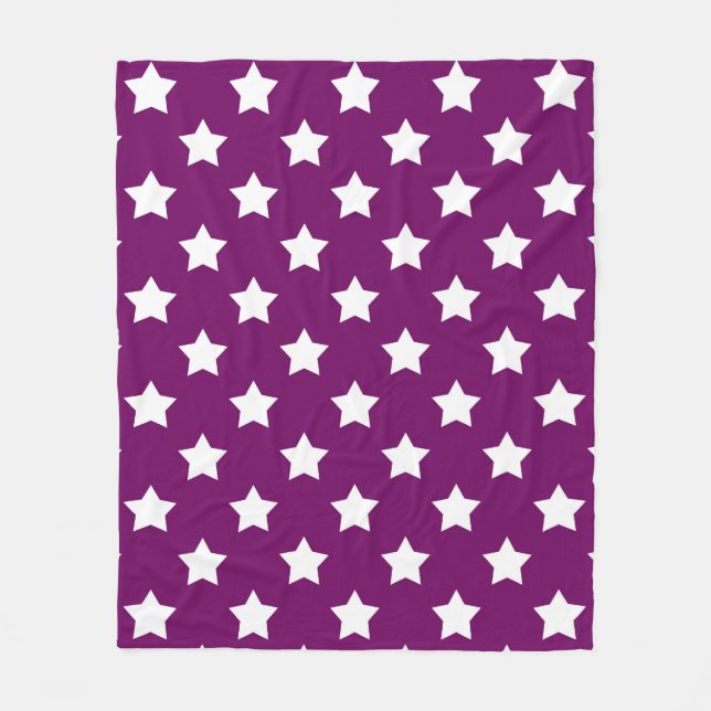 Couverture Polaire Motif décoratif violet blanc étoiles (Devant)