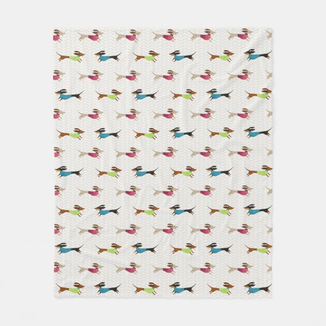 Couverture Polaire Motif délicieux de teckel (Devant)