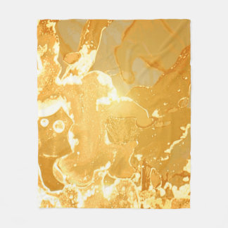 Couverture Polaire Motif d'encre de marbre jaune doré