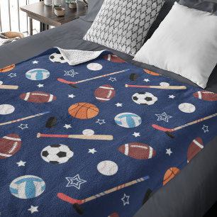 Couverture Polaire Motif d'équipement sportif pour enfants en bleu