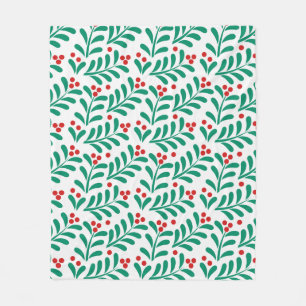 Couverture Polaire Motif des baies de mistletoe de Noël