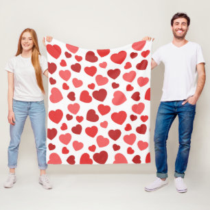 Couverture Polaire Motif Des Coeurs, Coeurs Rouges, Motif Des Coeurs