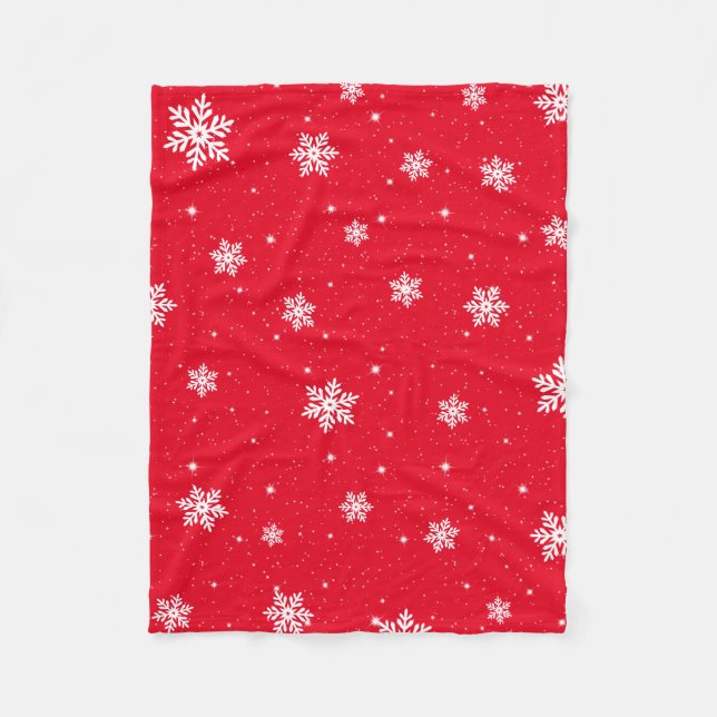 Couverture Polaire Motif des Étoiles de Noël rouges modernes (Devant)