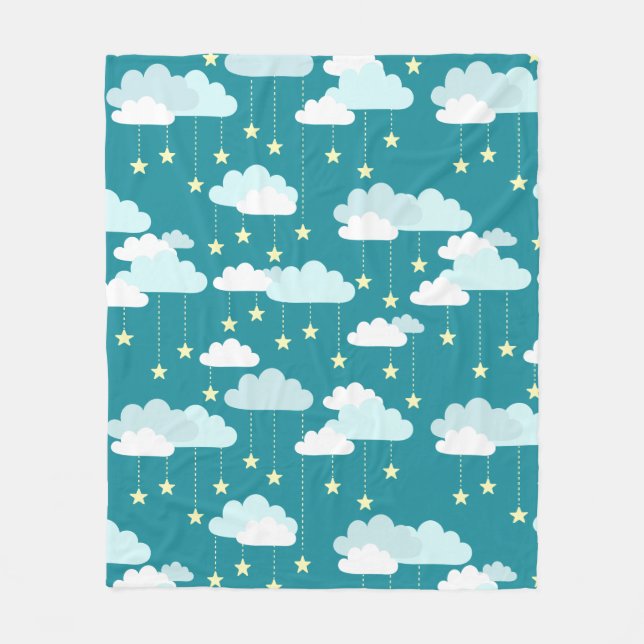 Couverture Polaire Motif des étoiles et nuages en chute mûre (Devant)