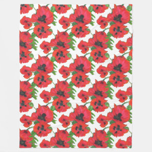 Couverture Polaire Motif des pépites rouges orientales sur blanc