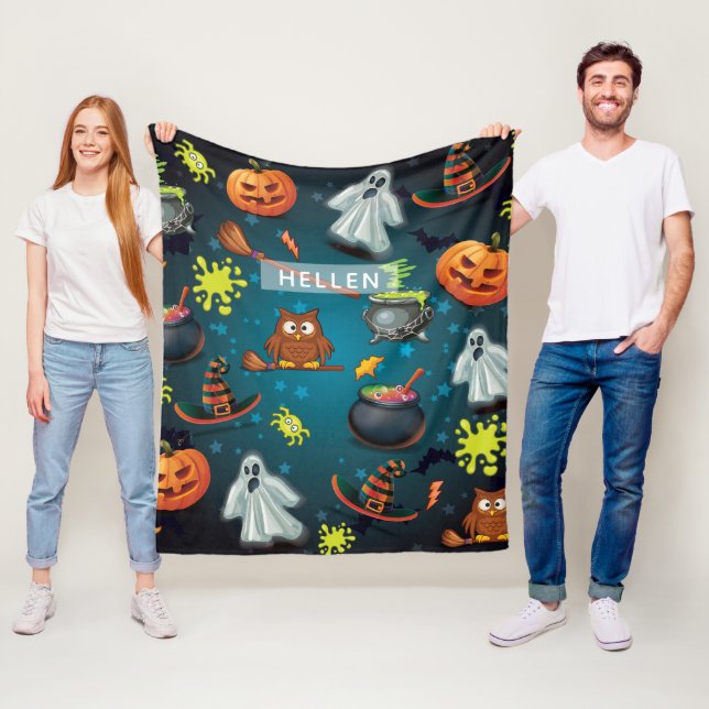 Couverture Polaire Motif d'Halloween personnalisé (En situation)